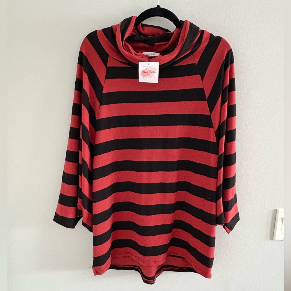 Jenny Boston Striped Cowlneck Shirt
